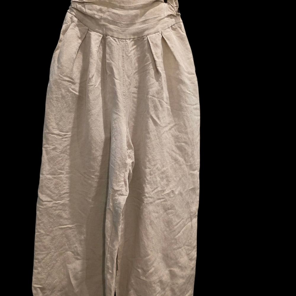 JustFab Cream Wide-Leg Trousers High-Waisted